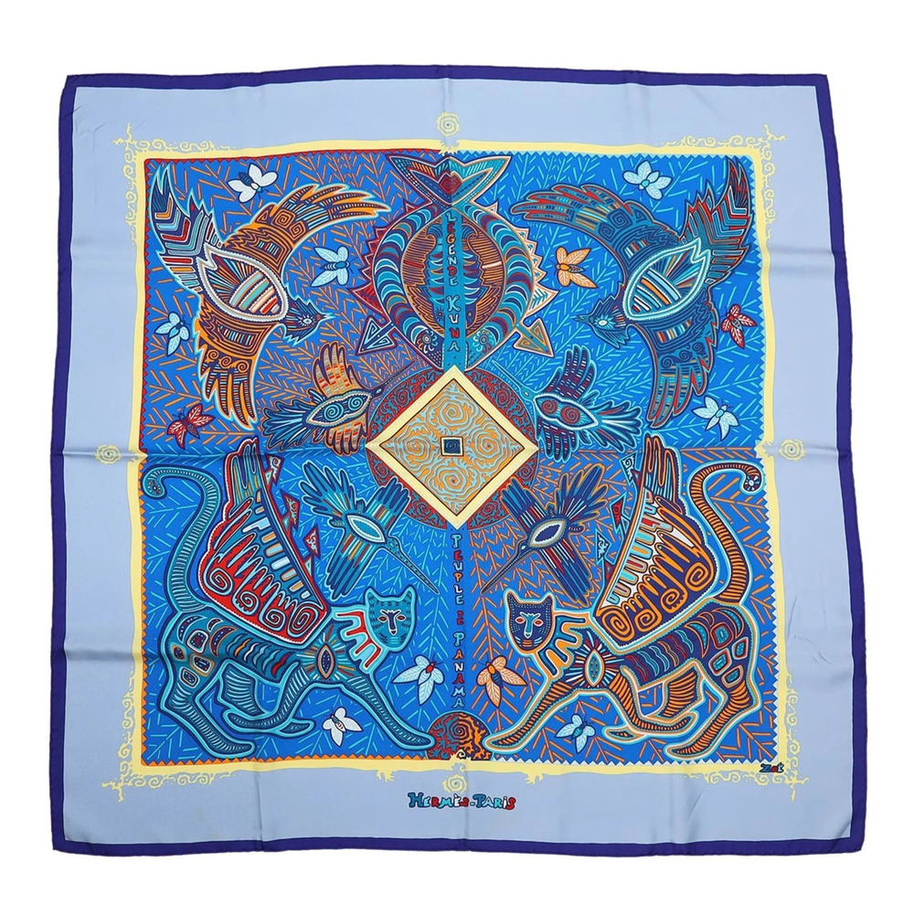 HERMES Carre 90 Scarf Muffler Shawl Large Size LEGENDE KUNA PEUPLE DE PANAMA ...